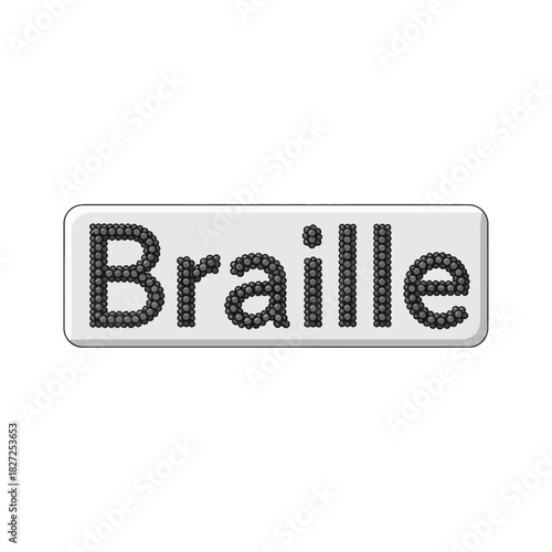A graphic sign showing the word Braille in a dot pattern font.