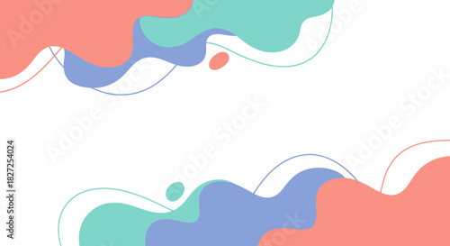 Abstract background with colorful fluid shapes and wavy lines.