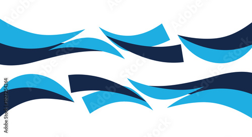 Abstract Blue Wave Pattern Design on White Background.