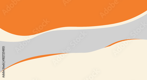 Modern abstract background with orange and gray flowing wave shapes.