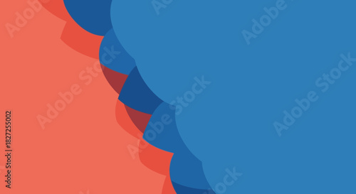 Abstract Overlapping Circles in Blue and Coral.