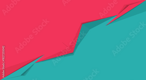 Modern abstract background with pink and teal geometric shapes.