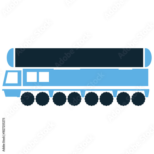 Missile Truck Icon Vector Ideal for military defense, heavy weaponry, and land combat graphics. Symbolizes power, ballistic defense, and heavy artillery.