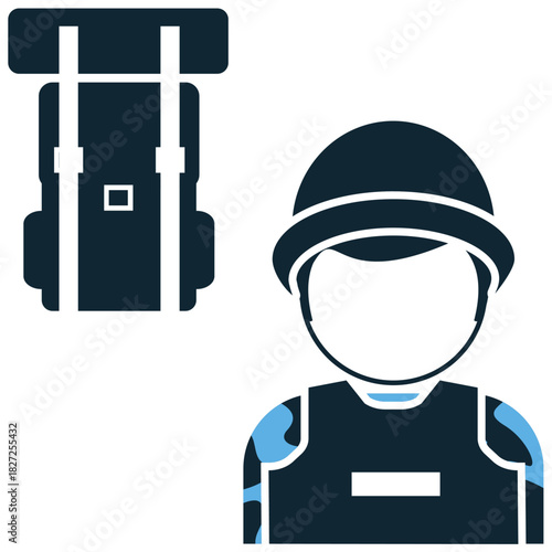 Army Bag Icon Vector Ideal for military logistics, travel, and supply graphics. Symbolizes field transport, storage, and personal equipment.