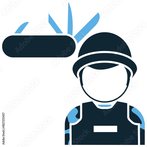 Army Pocket Tool Icon Vector Ideal for military survival, equipment, and utility graphics. Symbolizes multi-purpose utility, readiness, and resourcefulness in the field.