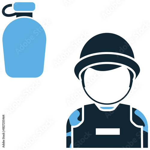 Army Drink Icon Vector Ideal for military logistics, survival, and field supply graphics. Symbolizes hydration, sustenance, and operational readiness