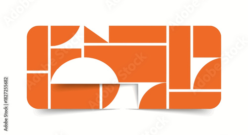 Abstract geometric orange and white pattern on a rectangular shape.