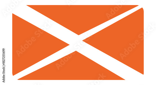 Orange rectangle with a white X cross symbol icon.