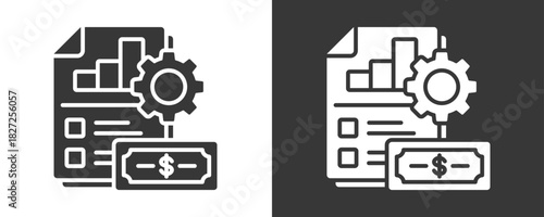 Business Report Icon Set Vector Collection Isolated In Black And White
