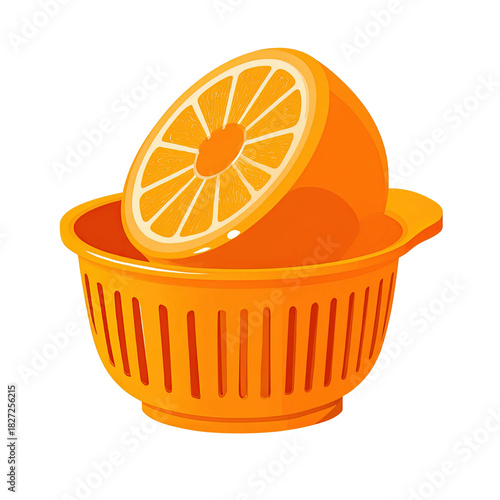 Orange slice in a colander, graphic illustration