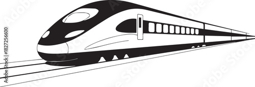 train minimal black and white high speed rail vector art