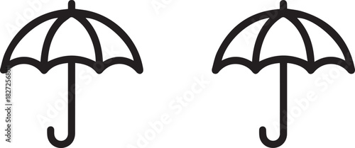 umbrella icon set vector pair canopy handle silhouette design