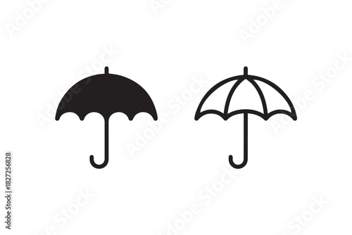 umbrella icon pair vector umbrella silhouette set for weather