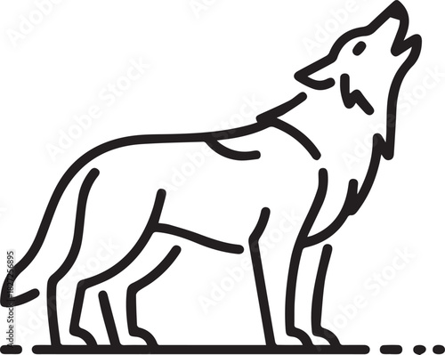 wolf profile howling vector lineart emblem design