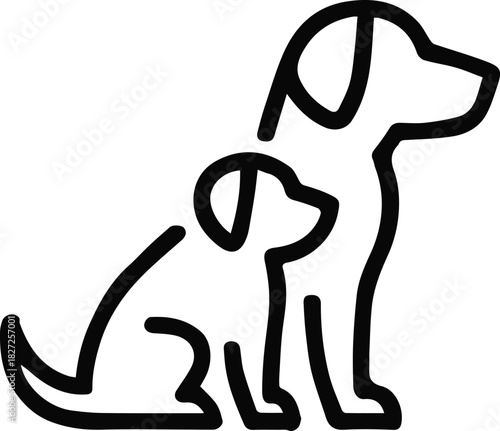 dog line art two dogs sitting side by side minimal vector