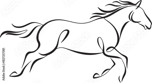 horse line drawing vector minimal running motion design
