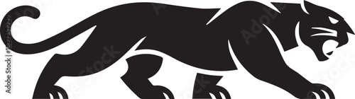panther prowling silhouette emblem for wildlife conservation use