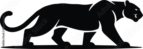 panther silhouette vector logo walking profile tail curled