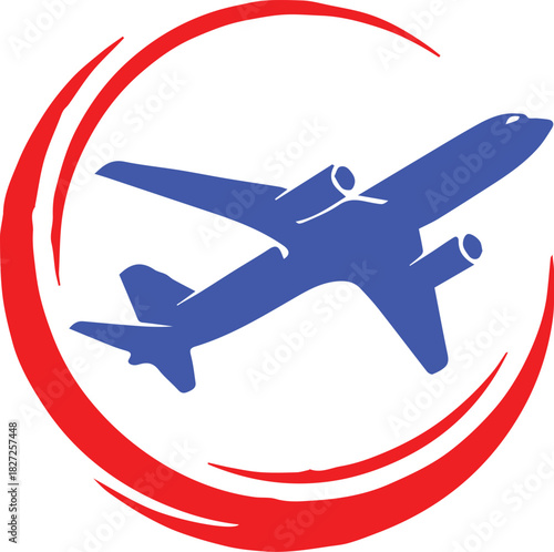 airplane travel badge circle swoosh aviation company logo vector sign