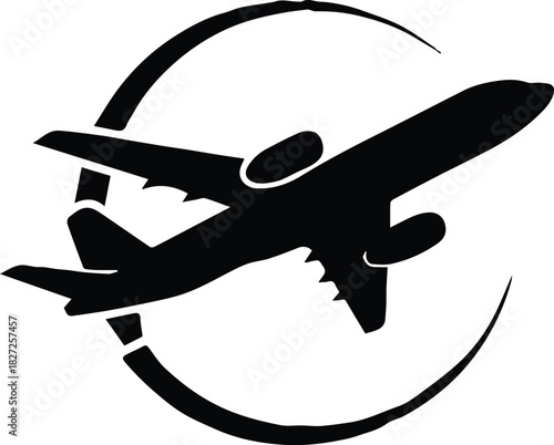 airplane flight emblem circle swoosh airline identity vector mark icon