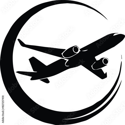 airplane swoosh logo travel icon circle airline branding vector symbol