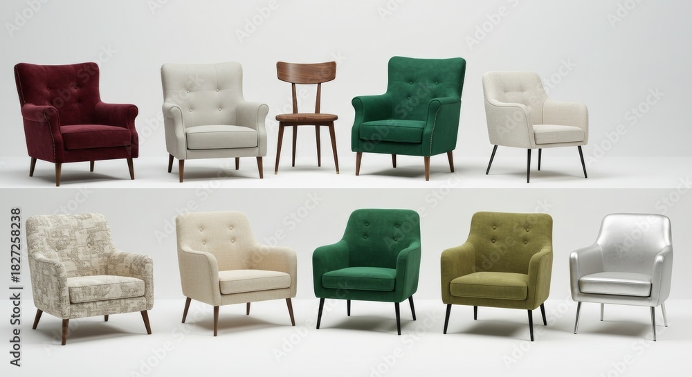 Obraz premium Armchairs showcase variety in a modern furniture showroom