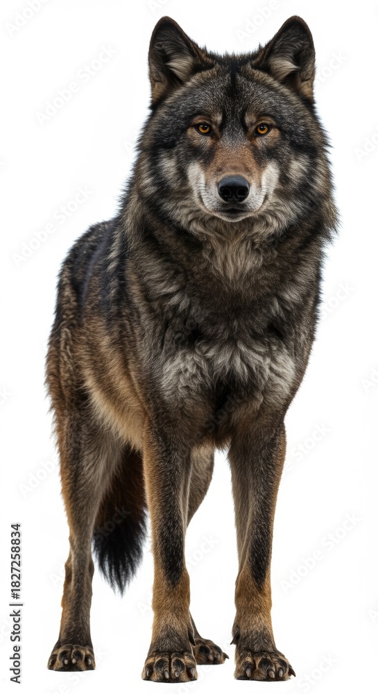 Obraz premium Wolf stands confidently in a studio setting