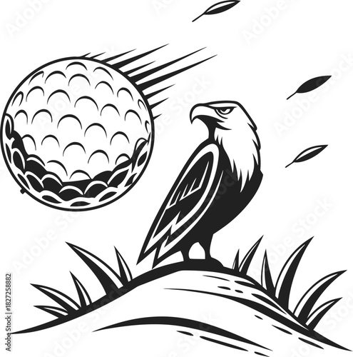 Classic Golf Ball Vector, Symmetrical Dimple Pattern, Crisp Highlights, Front View, Isolated