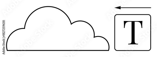 Cloud storage concept. Cloud symbol with data transfer ation and text icon. Cloud storage facilitating digital content sharing and accessibility. For technology, data management, collaboration tools