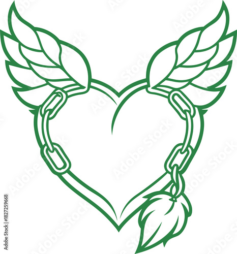 Heart with Wings and Chain with Hop Cone link