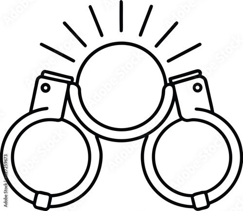 Handcuffs with radiating lines arrest crime