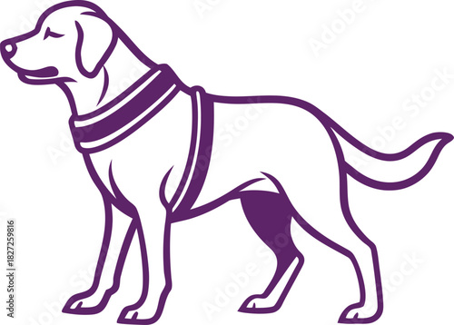 Purple Outline of a Service Dog guide dog assistance animal
