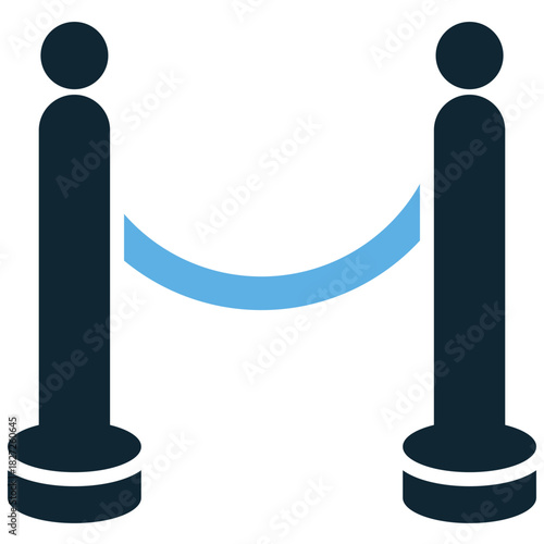 Barrier Rope Icon Vector Ideal for event management, security, restricted access, and VIP section graphics. Symbolizes exclusivity, control, boundary, and crowd management.