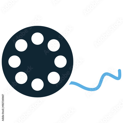 Film Roll Icon Vector Ideal for photography, cinema, video, and retro media production graphics. Symbolizes movie making, analog media, and visual memory capture.