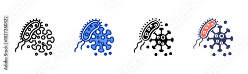 Virus icon set multiple style collection