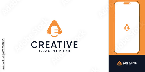 Creative Media Logo with Abstract Microphone Icon
