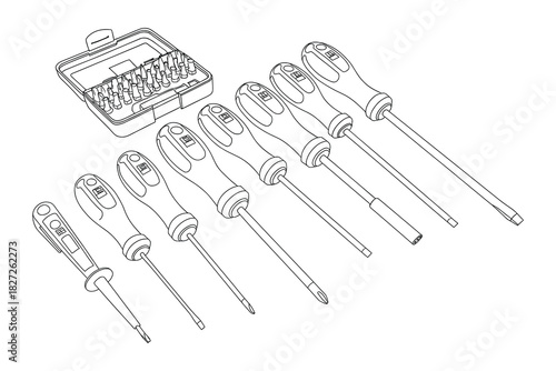 Selection of Various Precision Screwdrivers, Organized and Ready to Use