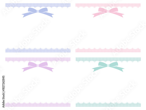 リボンがついたかわいいレースフレームのセット