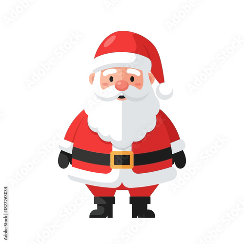 Santa Claus isolated on white with bag, a happy Christmas holiday character vector illustration greeting card