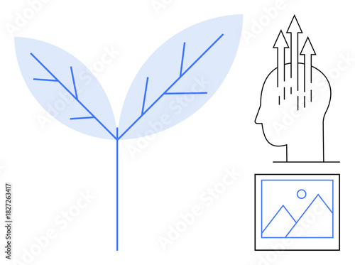 Sustainable growth concept. Sustainable development through nature, creativity, and innovation. Sustainable ideas connecting ecology with human progress. Ideal for education, environment, business