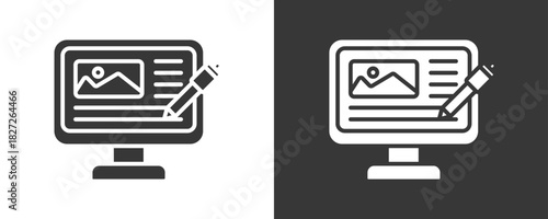 Blogging Icon Set Vector Collection Isolated In Black And White