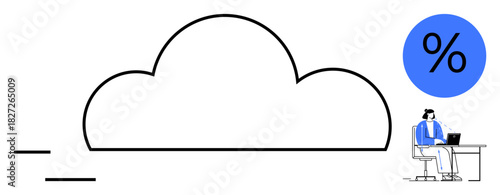 Cloud computing concept. Cloud computing data storage, usage percentage, and remote work efficiency. Cloud computing enables seamless data access and digital transformation. Technology, data sharing