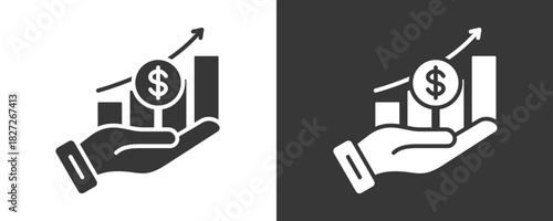 Profit Growth Icon Set Vector Collection Isolated In Black And White