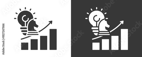 Business Strategy Icon Set Vector Collection Isolated In Black And White