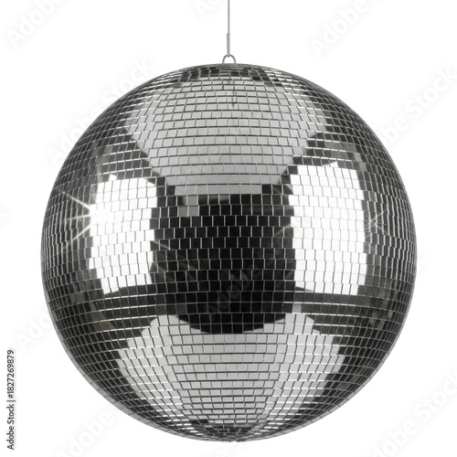 Dazzling mirror disco ball reflecting light for party vibes, perfect for retro themes, dance events, and celebratory atmospheres with a touch of vintage glamour