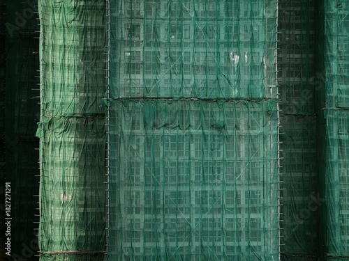 Bamboo scaffolding with building under construction with scaffolding, Hongkong Construction Safety, bamboo sticks