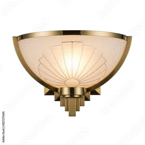 Stunning art deco wall sconce casts a warm glow, perfect for adding elegant vintage charm to any room or project, radiating sophistication and timeless style