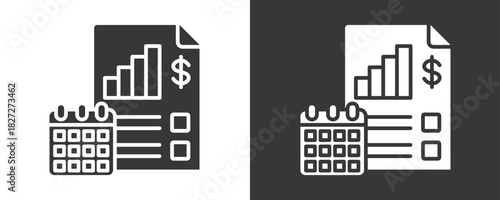 Financial Planning Icon Set Vector Collection Isolated In Black And White