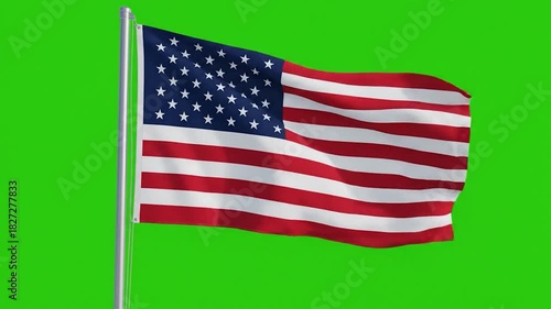 Wallpaper Mural Waving flag with stars and stripes on a pole against a green background Torontodigital.ca