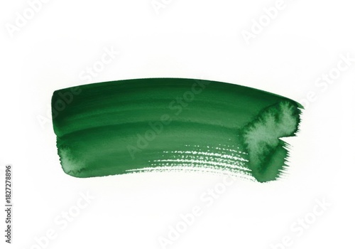 Vibrant emerald green paint stroke texture with visible brush marks on a white background